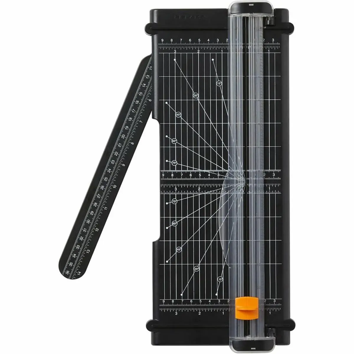 Fiskars SureCut Paper Cutter - 12 in. Blade, Lightweight, Self-Leveling Arm, Portable Home Office Cutting Supplies, Precision Trimming Office Accessories, Black