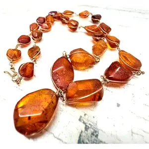 1940s Baltic Amber Wire Wrap Necklace