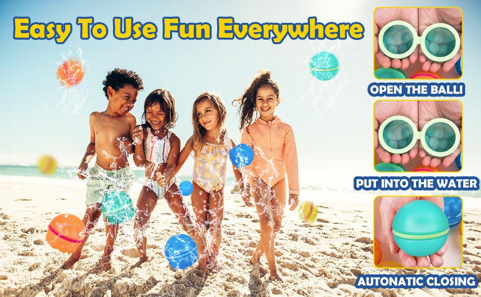 Reusable Magnetic Water Balloons – Silicone Self-Sealing Splash Balls, Quick Fill & No Leak, Eco-Friendly Summer Outdoor Pool Toys for Kids & Adults (12/16 Pack)