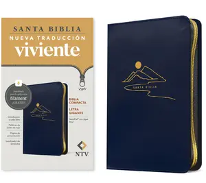 Biblia Compacta Ntv, Letra Gigante de Zíper Con Filament (Sentipiel, Azul, Letra Roja) -- Tyndale - Bible