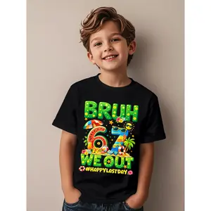 Bruh We Out Happy Last Day of School 67 Teacher Funny Awesome Graphic Kid T-Shirt Fashion Kid T Shirts Trendy Cool Tees Tops for Kid