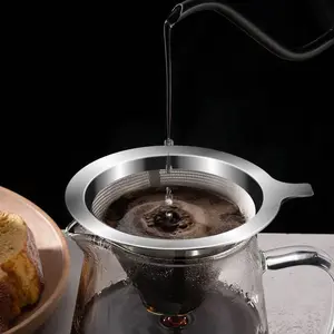 Coffee Funnel Coffee Filter Cup Hand Drip Coffee Set, No Paper Filter, Ultra-Fine Mesh Stainless Steel Coffee Filter, Brewing Accessories, Kitchenware