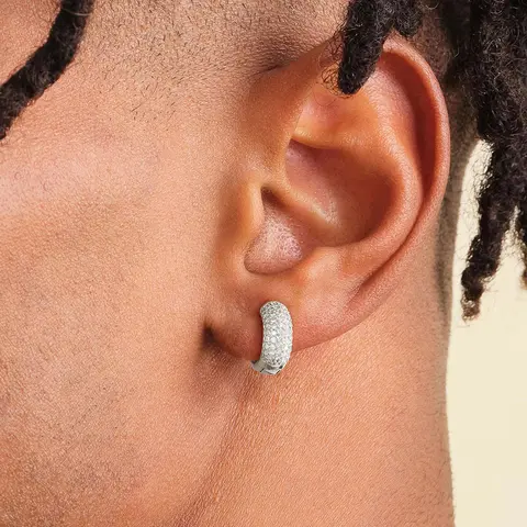 Hoop Earrings for Men, Hypoallergenic Cubic Zirconia Small Chunky Thick Hoop Huggie Earrings for Men Women, Lightweight Men's Jewelry, Ideal Gift