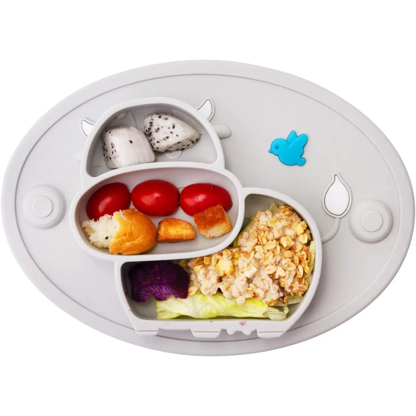 Silicone Divided Toddler Plates Portable Non Slip Suction Plates Placemat for Children Babies and Kids BPA Free Baby Dinner Plate Bowl