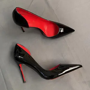 High Heels Bed Shoes Women Thin Heel New Autumn Black Red Sole 10cm Pointed Toe Pumps