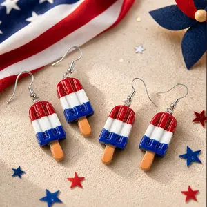 Patriotic 4th of July Earrings for Women Girls Red White and Blue American Flag Earrings Accessories Outfits Gifts