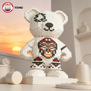 Multicolor Camouflage Rune Heart Bear 3D Puzzle Blocks, Home Office Decor, Party Decoration, Ideal Gift, Handmade Craft, Collectible Statue