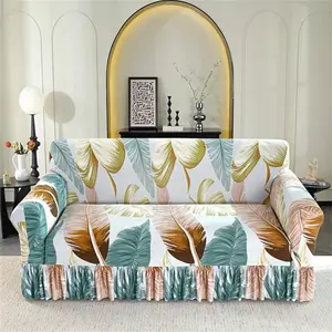 Leaf Print Stretch Sofa Cover, 1 Count Modern Sofa Slipcover, Sofa Protector for Home Living Room, Dustproof Sofa Cover for Home Decor, Elastic Sofa Slipcover, Sofa Couch Covers
