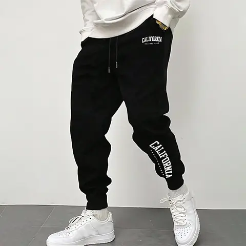 Men's Sportswear Sweatpants - 4-Season Stretch Waist Breathable Fitted Harem Pants with Fashion Letter Print, Multi-Color Activewear, Sporty Athletic Men's Pants