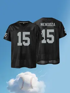 Men's #15 Embroidered Las Vegas Football Jersey, V-neck Pullover Loose Short Sleeve, Comfortable Breathable Fabric, Multi-scene For Outdoor Training And Leisure, Unisex All-year Top