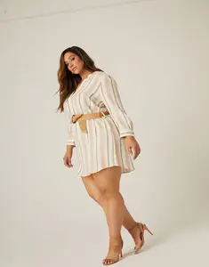 Plus Size Striped Linen Dress