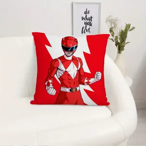 1pc Power Rangers Throw Pillow, Zipper Closure, Machine-Washable Polyester Cover for Home, Office, Bedroom Decor Gift (No Insert Included), Fan Merchandise, Contemporary Style, Durable Fabric, Highquality Print, Decorative Pillowcase