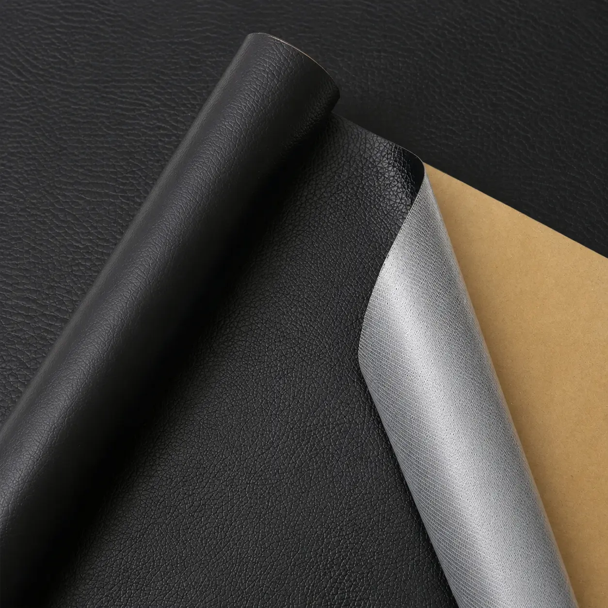 12"X53"(30cmX135cm)Leather Repair Patch Self Adhesive  Leather Stickers for Car Seats Black Faux Leather Fabric for Furniture, Car Seat, Couch, Sofa