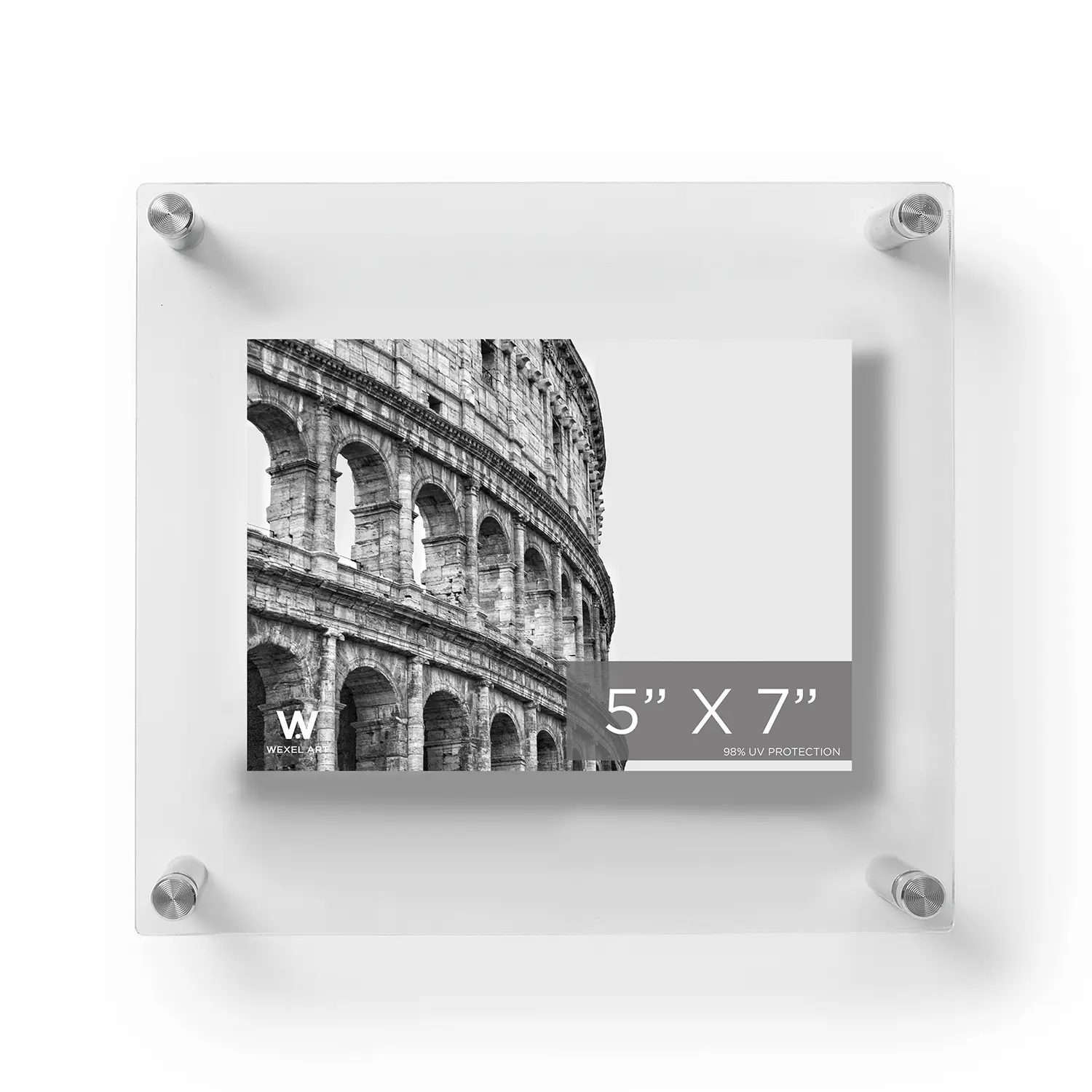 5x7" Photo Floating Acrylic Clear Picture Frame (Frame Size 10x12")