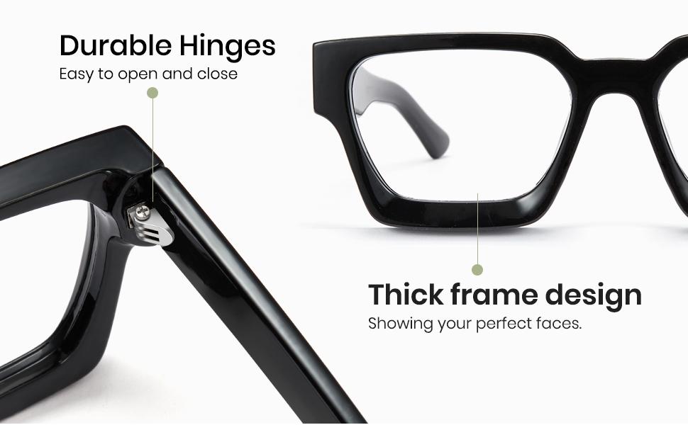 Cyxus 99% Oversized Blue Light Blocking Glasses Women Men Chunky Rectangle Chic Preppy Frame Computer - 8143