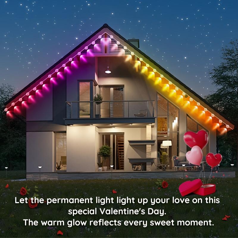 Mutovlin 50-400FT 250 Bulbs IP67 Waterproof RGB Outdoor LED Permanent Light with App & Remote Control for Party Valentine's Day Garden Gift