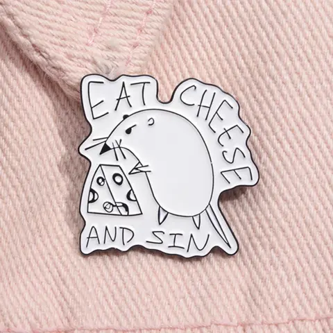 Cute Rat Design Brooch, Durable Metal Pins, Fashion Alloy Shaped Badges Jewelry for Backpack Hat Gift, Charms, Enamel Pin, Lapel Pin, Brooch Pin Clip Suitable for Backpacks, Jeans, Scarves, Hats Decoration Fixed Buckle, Fashion Accessory