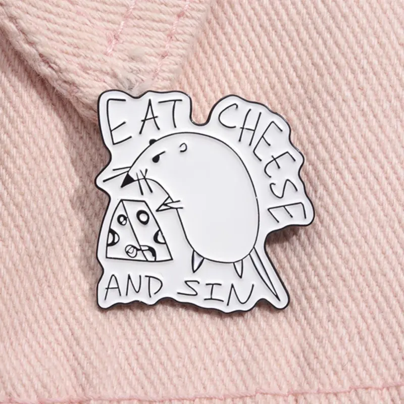 Cute Rat Design Brooch, Durable Metal Pins, Fashion Alloy Shaped Badges Jewelry for Backpack Hat Gift, Charms, Enamel Pin, Lapel Pin, Brooch Pin Clip Suitable for Backpacks, Jeans, Scarves, Hats Decoration Fixed Buckle, Fashion Accessory