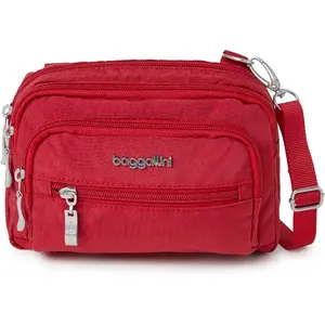 Baggallini Triple Zip Small Crossbody Bag for Women - 8x6 Lightweight Convertible Fanny Pack Belt Bag