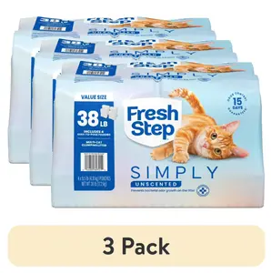 Fresh Step 3 pack Simply Unscented Multi Cat Clumping Litter, 38 lbs. (4 x 9.5 lb. Bag)Total, Easy Pour Pouches Pet Essentials, Easy Pour Pouches, Litter Box Care, Low Dust, Daily Cat Care, Pet Hygiene