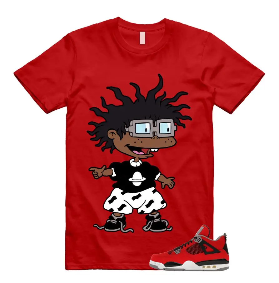 4 Toro Bravo Fire Red White Black Cement Grey 2026 T Shirt Match Make Chucky, Cotton Unisex Graphic T-Shirt