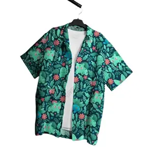 Bulbasaur Oddish Hawaiian Button Up Shirt Japanese Anime Hawaii Shirt Gift