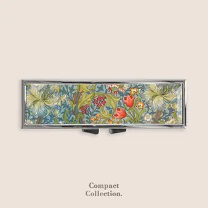 William Morris Lily Flower Vintage Pattern Pill Box Pill Container Weekly Pill Organizer 7 Day Gothic Curious Strange and Unusual Gifts Trinket Box Pill Case Pill Holder Travel Size Funny Gifts Boyfriend Father's Day Under 100 Dollars Graduation Gift