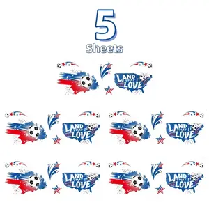 5 Piece American Football Temporary Tattoos, Sports Event Fan Body Decorations, Flag Face Stickers, Soccer Tattoo Patches