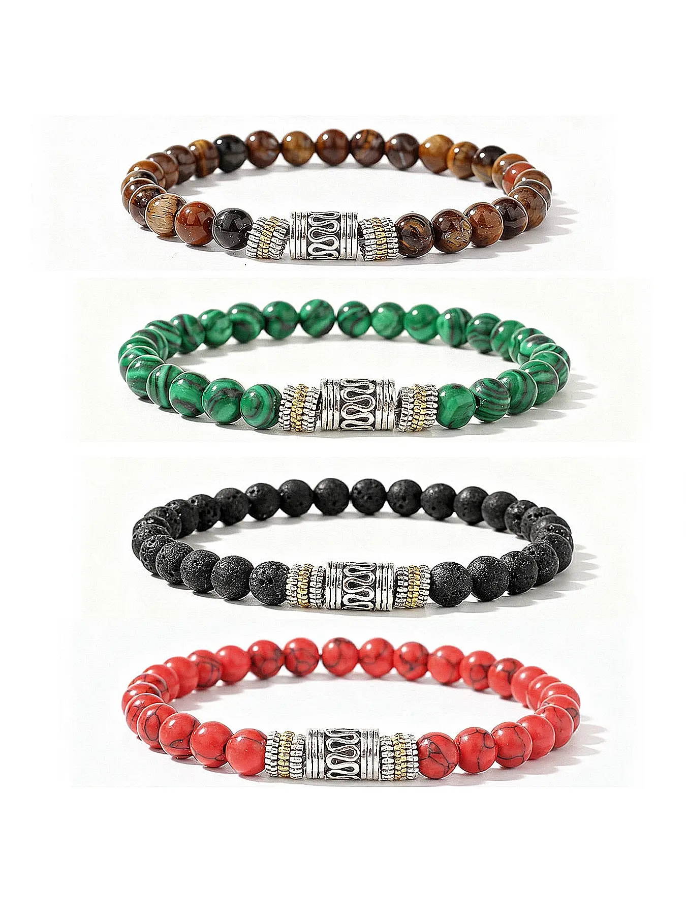 4pcs/set Natural Crystal Bracelets, Beautiful Bracelets, Attract Wealth Prosperity Courage Confidence Success, Vintage Style Jewelry for Men Women, Gift for Friends
