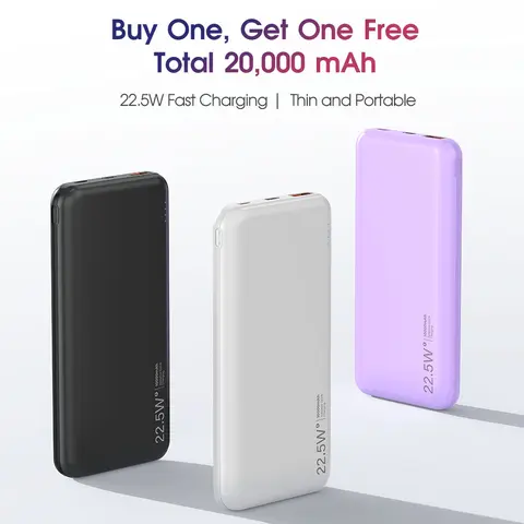 Citicr Q1 10000mAh Power Bank Charger - 22.5W Fast Charging Mobile Charger, Slim Compact Portable, Compatible with iPhone, Android Devices, iPad, Back to School Buy 1 Get 1 Free Product
