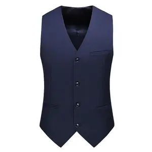 2025 Business And Casual Large Size Men's Slim Solid Color Suit Vest Fashion Single-row V-neck Versatile Vest Sleeveless Vest