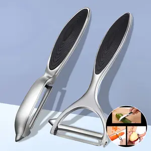 Luxury Stainless Steel Fruit Peeler Set, Anti-Slip Handle, Sharp Blades, Easy Precise Peeling, Kitchen Tools, 2 Piece Set, Kitchen Gadgets