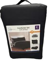 Mainstays All in One Reversible Comforter and Sheet set- 7 Piece, Black