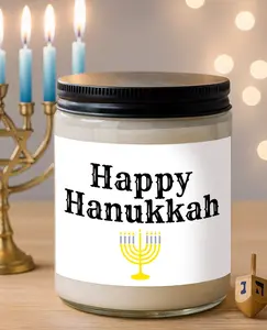 Happy Hanukkah Candle | December Holiday Gift for Women & Men | Hanukkah Vibes Scented Candle | Chanukah Menorah Decoration | Cozy Holiday Home Decor | Fragrance Candle Gift for Mom, Friends & Teachers | Hanukkah & Christmas Aroma Candle