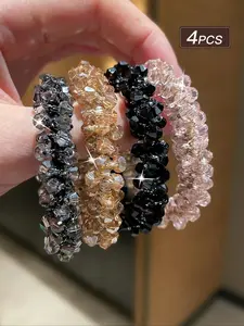 Women's Colorful Crystal Elastic Hair Scrunchies, Elastic Hair Accessory, Vintage Elegant Style, Summer Beach Accessories, Versatile Jewelry, Perfect Gift