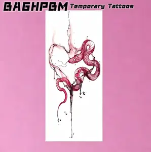 BAGHPBM Dark-Style Red Serpent Heart-Shaped Flame Fashionable Unisex Waterproof Animal Tattoo Stickers
