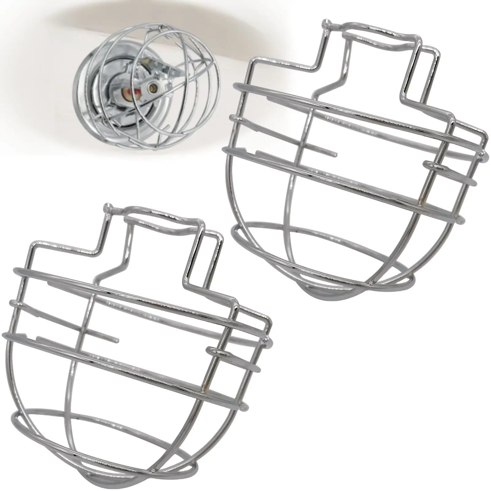 1/2 in Chrome Plated Anti-Corrosion Fire Sprinkler Head Protector Cage Guard - Ceiling Mount, Fits Side Wall & Pendent Heads, Suitable for Restaurants, Hotels, Parks, Schools, Commercial Buildings, Easy To Install
