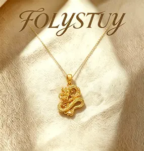 [24mm-Dragon Pendant with chain-Buy 1 get 4 gift]   【FOLYSTUY (YNK01)】Fashion Delicate and Beautiful Dragon Pendant for Women and Men