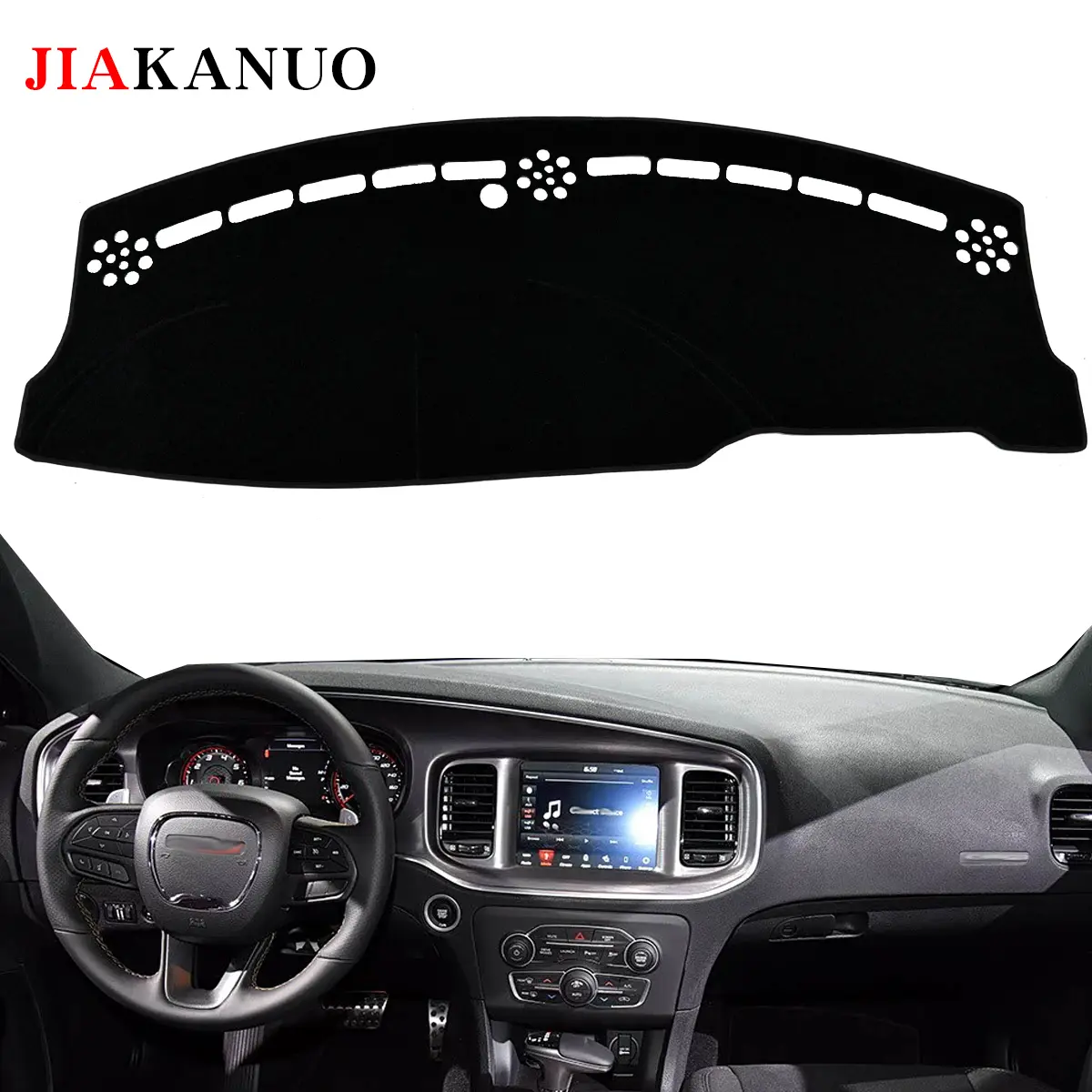 JIAKANUO Dashboard Cover Mat Fit for Dodge Charger 2011-2023,Accessories, Dash Cover, Anti-Glare Sunshade UV Resistant Dashboard Protector Mat Pad-Black,Polyester fluff design, dedicated for special vehicles