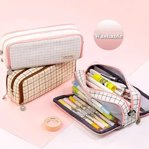 Large Capacity Pencil Case 3 Compartment Pouch Pen Bag for School Teen Girl Boy Men Women