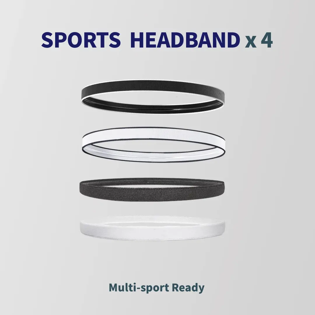 This four-pack of sports headbands is sturdy and durable, made of soft and skin-friendly material, with excellent elasticity that won't constrict your head, and it's super absorbent during exercise.