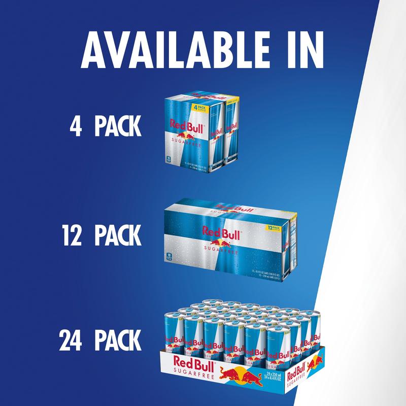 Red Bull Sugarfree Energy Drink, 80mg Caffeine, 8.4 fl oz, Pack of 4 Cans