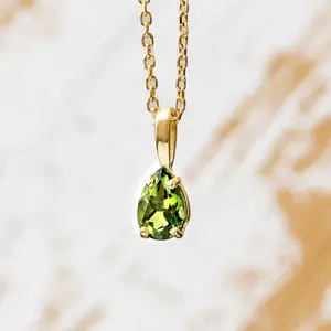 Pear Cut Moldavite Pendant Necklace, In Stock or Made to Order