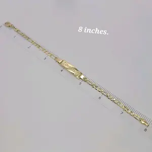 I Love You Laminated-Gold Virgin Mary Figaro Style Bracelet adjustable size 8 Inches 4 Millimeters Chain  Jewelry.