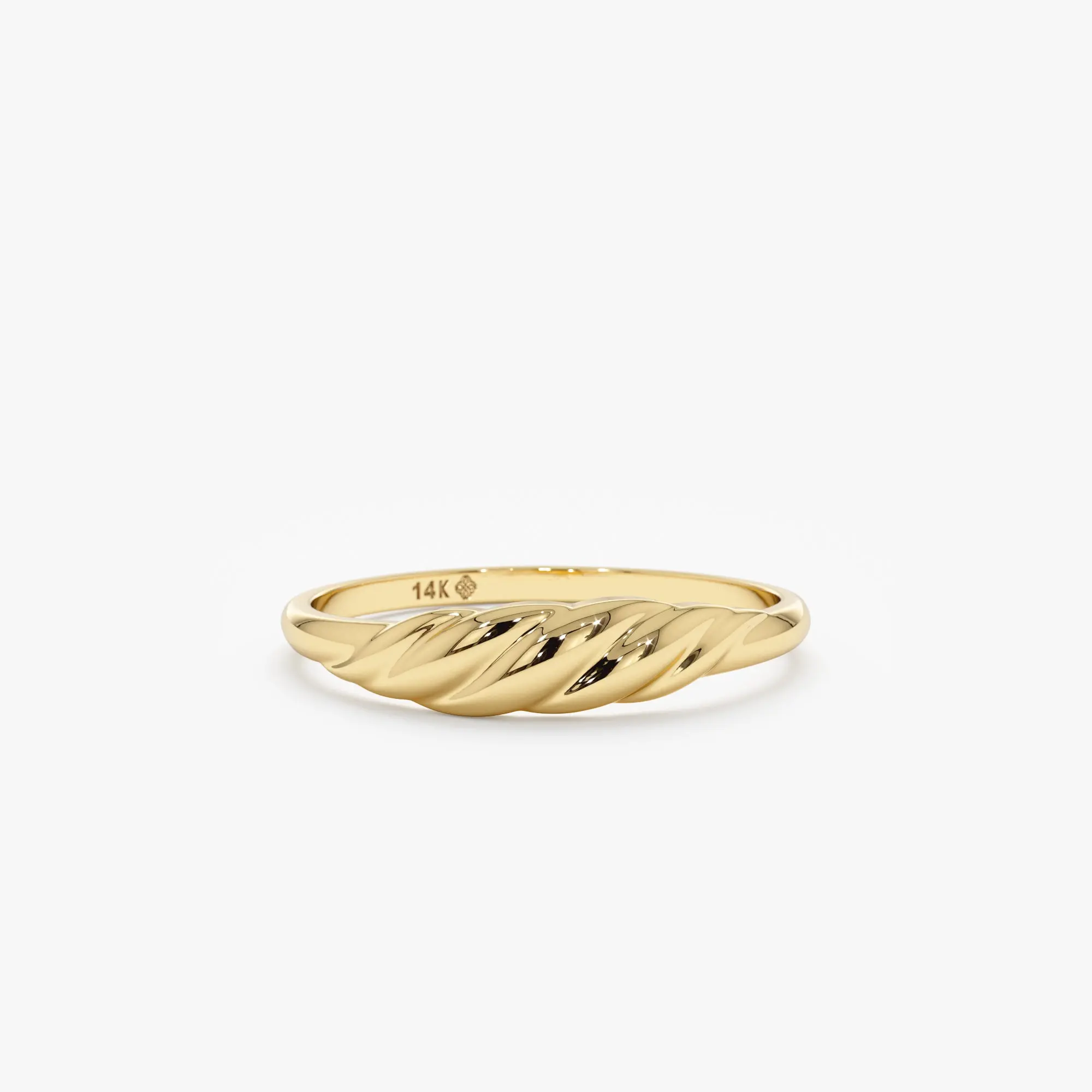 Solid Gold Textured Croissant Ring, Gen