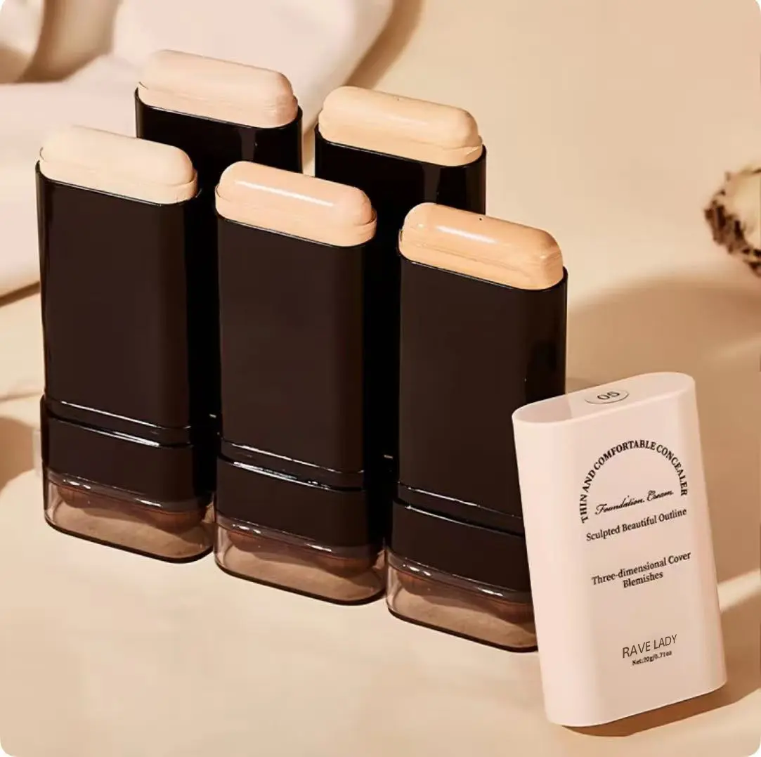 2-in-1 Concealer and Foundation Stick, Dual Concealer Foundation, Concealer-Foundation Hybrid with Flawless Coverage, Covers Dark Circles, Waterproof and Sweat-Resistant Long-Wearing Makeup Face Makeup Cosmetic Gift for Women
