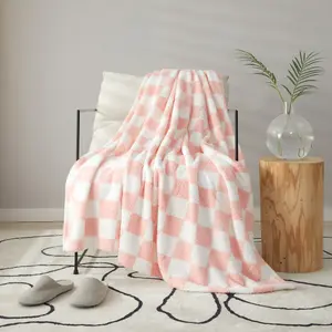 MERRYLIFE Double-Side Checkered Throw Blanket Ultra Soft Cozy Knitted Throw with Checkerboard Grid Pattern, Suitable for Sofa,Chair,Bed,Picnic,Travel