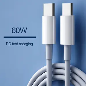 60w Dual Type-C Data Cable, Fast PD Charging Cable Compatible with iPad 16, iPhone 15, Huawei and Xiaomi, Ideal for Laptops and Phones