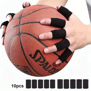 10pcs Basketball Fitness Nylon Finger Protection Sleeves, High Elasticity Thumb Support, Suitable for Volleyball Badminton