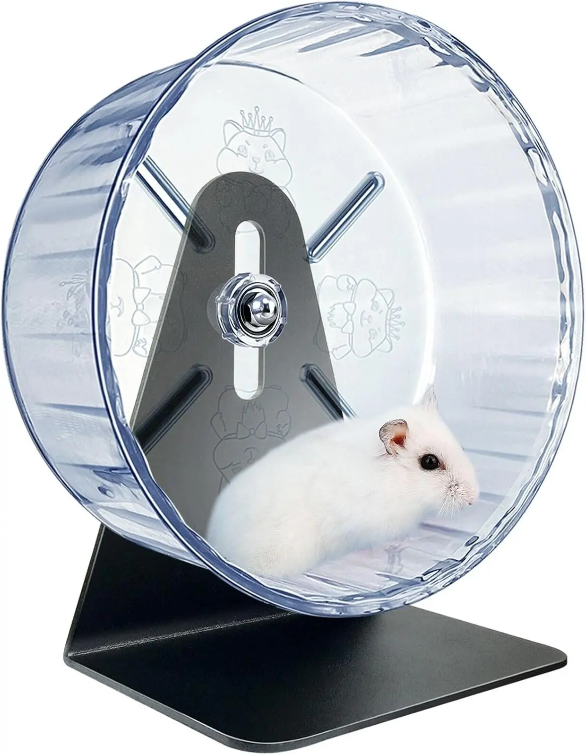 Super Silent Hamster Exercise Wheel - Adjustable Stand, Quiet Rat Wheel ( 6 inch, Transparent)